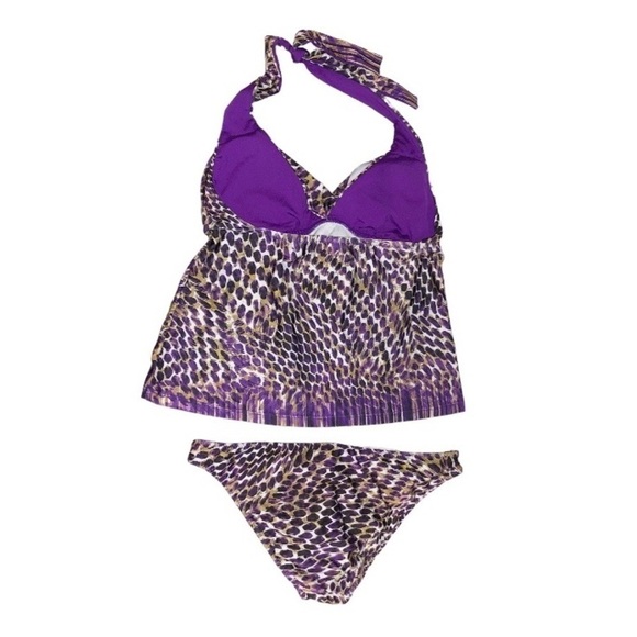 BECCA by Rebecca Virtue On the Prowl Tankini Set Halter Neck Animal Print S/M - Picture 13 of 14